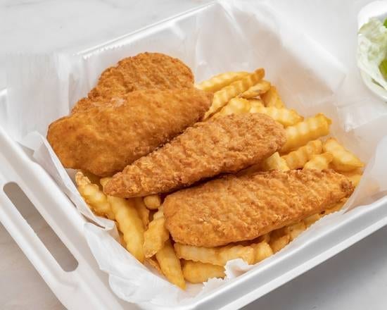 Kids Chicken Fingers & Fries.
